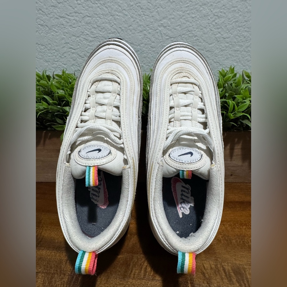 Nike Air Max 97 White Multi Pull Taps DH1592-100 Women Size 8 - Picture 12 of 13